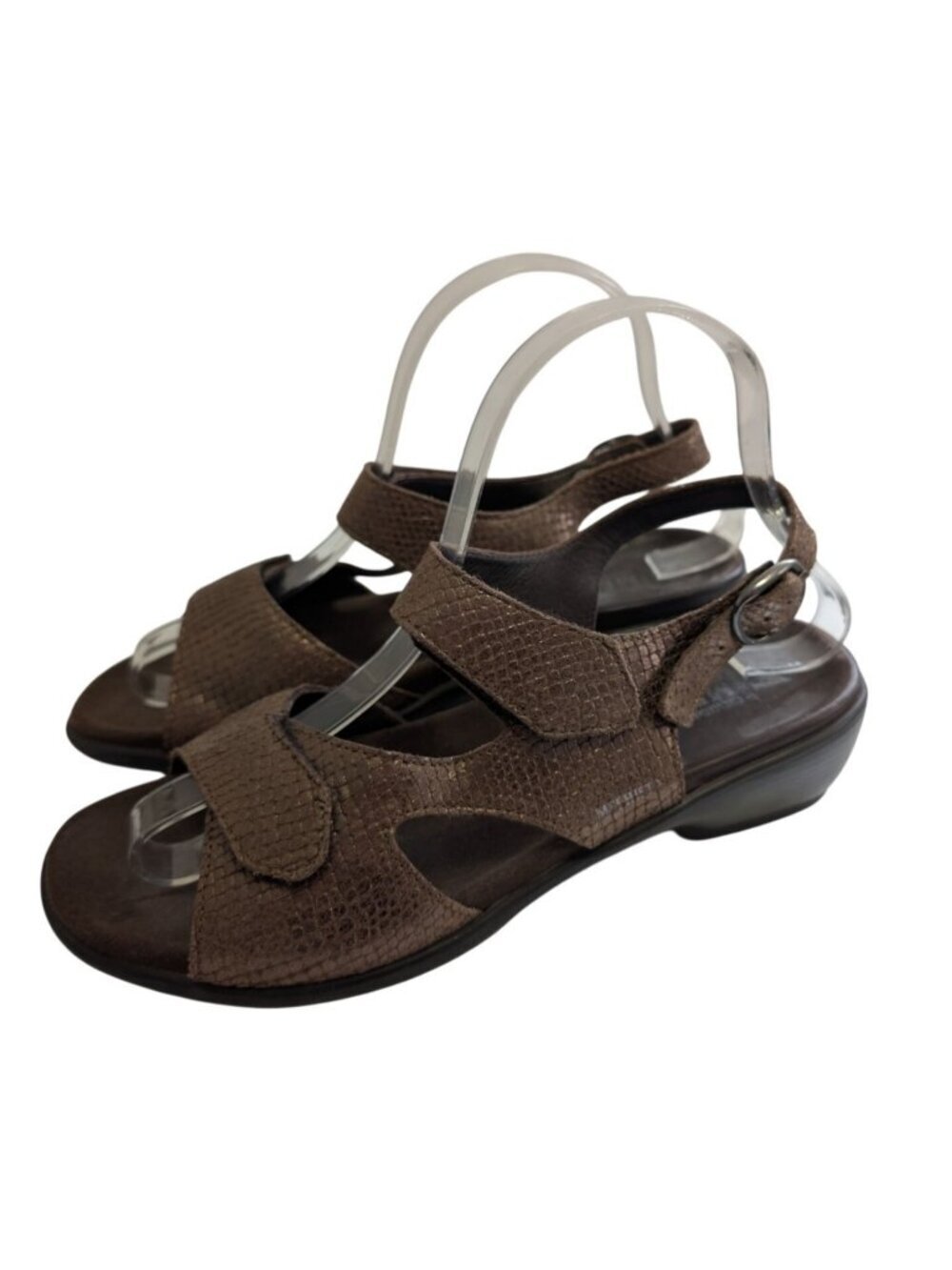 Mephisto Women's Comfort Sandals Size 38 EU Metallic Brown Leather Low Wedge